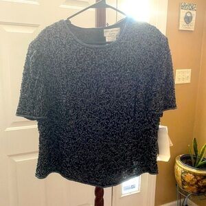 Nwt VINTAGE ADRIANNA PAPELL SILK BEADED EVENING TOP SIZE 2x